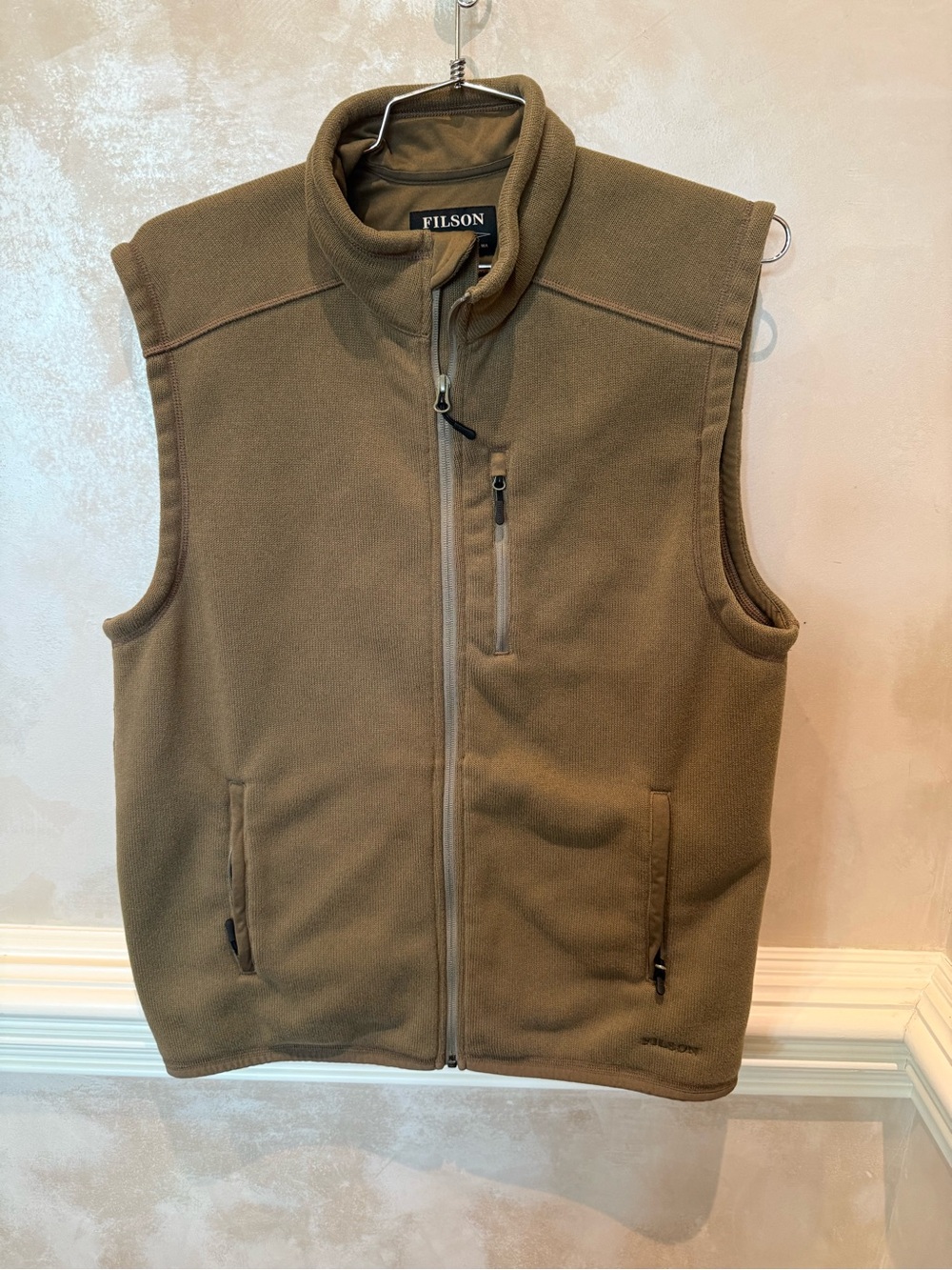 Filson Olive Green Men's Vest with Zip Pockets